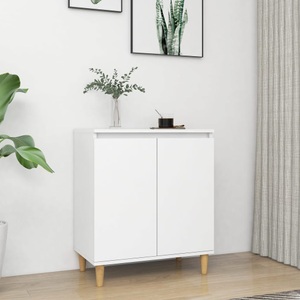 vidaXL Sideboard mit Massivholz-Beinen Weiß 60x35x70 cm Spanplatte