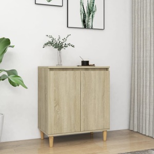 vidaXL, vidaXL Sideboard Massivholzbeine Sonoma-Eiche 60x35x70 cm Spanplatte, vidaXL Sideboard mit Massivholz-Beinen Sonoma-Eiche 60x35x70 cm