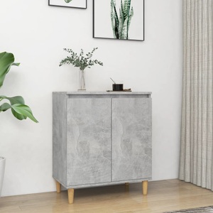 vidaXL, vidaXL Sideboard mit Massivholzbeinen Betongrau 60x35x70cm Spanplatte
