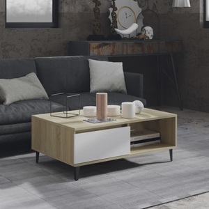 vidaXL Couchtisch Weiß Sonoma-Eiche 90x60x35 cm Spanplatte
