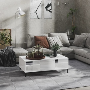 vidaXL Couchtisch Hochglanz-Weiß 103,5x60x35 cm Spanplatte