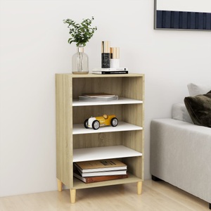 vidaXL Sideboard Weiß Sonoma-Eiche 57x35x90 cm Spanplatte