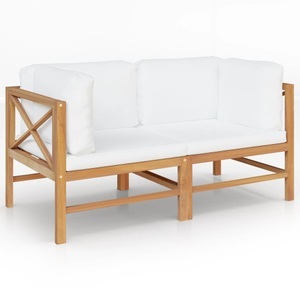 vidaXL, vidaXL 2-Sitzer-Gartenbank mit Creme Auflagen Massivholz Teak, vidaXL 2-Sitzer-Gartenbank mit Creme Auflagen Massivholz Teak