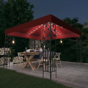 vidaXL, vidaXL Pavillon mit LED-Lichterkette 3x3 m Weinrot