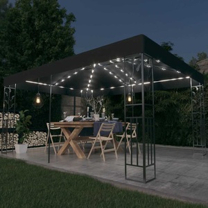 vidaXL, vidaXL Pavillon mit Doppeldach & LED-Lichterkette 3x4 m Anthrazit