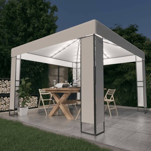 vidaXL, vidaXL Pavillon mit Doppeldach & LED-Lichterkette 3x3 m Weiß