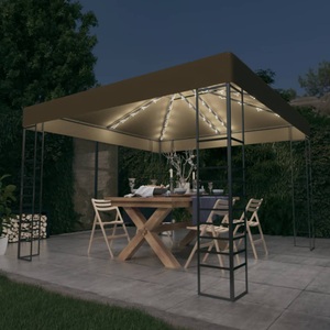 vidaXL, vidaXL Gartenzelt mit LED-Lichterkette 3x3 m Taupe