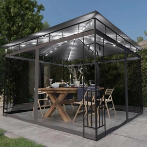 vidaXL, vidaXL Pavillon mit Moskitonetz & LED-Lichterkette 3x3x2,73m Anthrazit