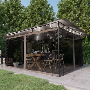 vidaXL, vidaXL Pavillon mit Moskitonetz & LED-Lichterkette 4x3x2,73 m Taupe