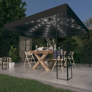 vidaXL, vidaXL Pavillon mit LED-Lichterkette 3x3 m Anthrazit