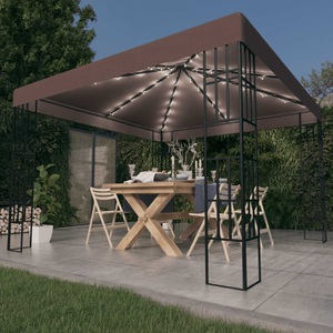 vidaXL, vidaXL Pavillon mit LED-Lichterkette 3x3 m Taupe