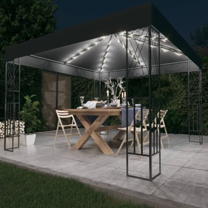 vidaXL, vidaXL Pavillon mit LED-Lichterkette 3x3 m Anthrazit Stoff