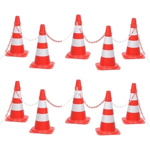 vidaXL, vidaXL Leitkegel-Set mit 10 m Kette Rot und Weiß, vidaXL Leitkegel-Set mit 10 m Kette Rot und Weiß