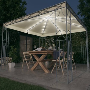 vidaXL, vidaXL Pavillon mit LED-Lichterkette 300x300 cm Cremeweiß
