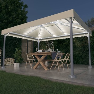 vidaXL, vidaXL Pavillon mit LED-Lichterkette 400x300 cm Cremeweiß Aluminium