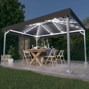 vidaXL, vidaXL Pavillon mit LED-Lichterkette 400x300 cm Anthrazit Aluminium, vidaXL Pavillon mit LED-Lichterkette 400x300 cm Anthrazit Aluminium