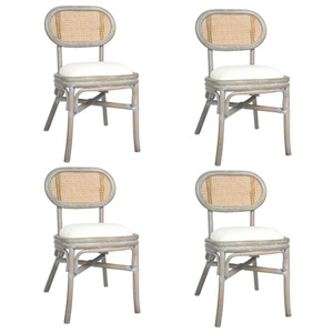 vidaXL, vidaXL Esszimmerstühle 4 Stk. Grau Leinenbezug, vidaXL Esszimmerstühle 4 Stk. Grau Leinenbezug
