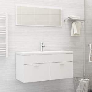 vidaXL, vidaXL Badmöbel-Set Weiß Spanplatte, 