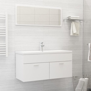 vidaXL, vidaXL Badmöbel-Set Weiß Spanplatte, 