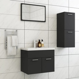 vidaXL, vidaXL Badmöbel-Set Grau Holzwerkstoff, 