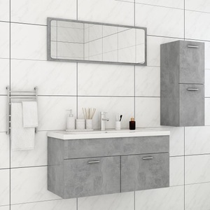 vidaXL, vidaXL Badmöbel-Set Betongrau Holzwerkstoff, 