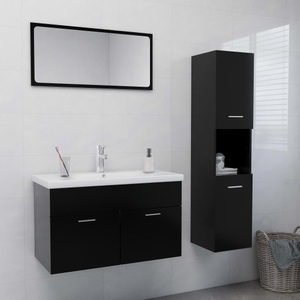 vidaXL, vidaXL Badmöbel-Set Schwarz Spanplatte, 