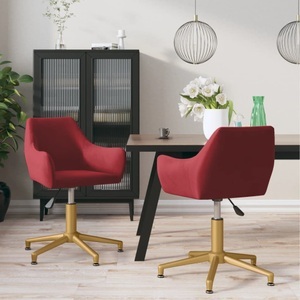 vidaXL, vidaXL Esszimmerstühle 2 Stk. Drehbar Weinrot Samt, 