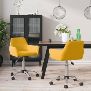 vidaXL, vidaXL Esszimmerstühle 2 Stk. Drehbar Gelb Samt, 