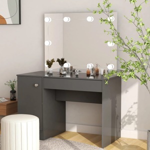 vidaXL, vidaXL Schminktisch mit LED-Beleuchtung 110x55x145 cm MDF Grau, vidaXL Schminktisch mit LED-Beleuchtung 110x55x145 cm MDF Grau