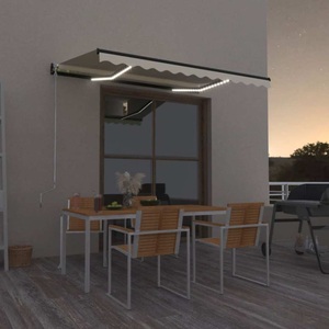 vidaXL, vidaXL Gelenkarmmarkise Einziehbar mit LED 350x250 cm Gelb und Weiß, vidaXL Markise Manuell Einziehbar mit LED 350x250 cm Gelb und Weiß