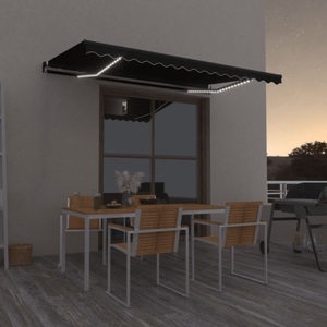 vidaXL, vidaXL Gelenkarmmarkise Einziehbar mit LED 450x350 cm Anthrazit, vidaXL Markise Manuell Einziehbar mit LED 450x350 cm Anthrazit