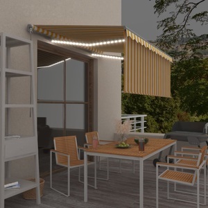 vidaXL, vidaXL Gelenkarmmarkise Einziehbar mit Jalousie LED 3x2,5m Gelb & Weiß, 