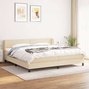 vidaXL, vidaXL Boxspringbett mit Matratze Creme 200x200 cm Stoff