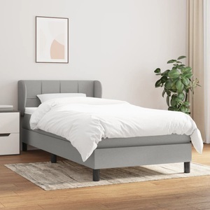 vidaXL, vidaXL Boxspringbett mit Matratze Hellgrau 90x200 cm Stoff, vidaXL Boxspringbett mit Matratze Hellgrau 90x200 cm Stoff