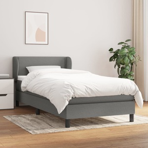 vidaXL, vidaXL Boxspringbett mit Matratze Dunkelgrau 90x200 cm Stoff