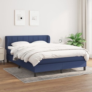 vidaXL, vidaXL Boxspringbett mit Matratze Blau 140x200 cm Stoff, 