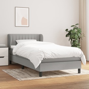 vidaXL, vidaXL Boxspringbett mit Matratze Hellgrau 90x190 cm Stoff, vidaXL Boxspringbett mit Matratze Hellgrau 90x190 cm Stoff