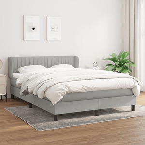 vidaXL, vidaXL Boxspringbett mit Matratze Hellgrau 140x200 cm Stoff, vidaXL Boxspringbett mit Matratze Hellgrau 140x200 cm Stoff