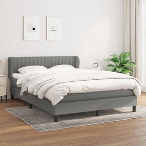 vidaXL, vidaXL Boxspringbett mit Matratze Dunkelgrau 140x200 cm Stoff