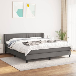 vidaXL, vidaXL Boxspringbett mit Matratze Dunkelgrau 160x200 cm Stoff