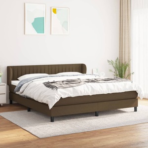 vidaXL, vidaXL Boxspringbett mit Matratze Dunkelbraun 160x200 cm Stoff, vidaXL Boxspringbett mit Matratze Dunkelbraun 160x200 cm Stoff