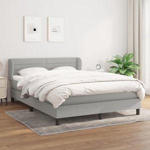 vidaXL, vidaXL Boxspringbett mit Matratze Hellgrau 140x200 cm Stoff, vidaXL Boxspringbett mit Matratze Hellgrau 140x200 cm Stoff