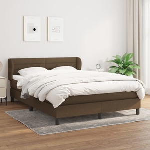 vidaXL, vidaXL Boxspringbett mit Matratze Dunkelbraun 140x200 cm Stoff