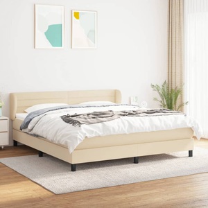 vidaXL, vidaXL Boxspringbett mit Matratze Creme 160x200 cm Stoff