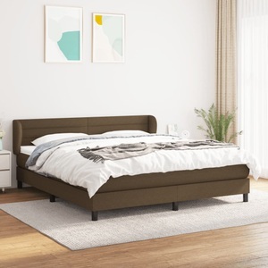 vidaXL, vidaXL Boxspringbett mit Matratze Dunkelbraun 180x200 cm Stoff, vidaXL Boxspringbett mit Matratze Dunkelbraun 180x200 cm Stoff