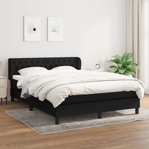 vidaXL, vidaXL Boxspringbett mit Matratze Schwarz 140x200 cm Stoff, vidaXL Boxspringbett mit Matratze Schwarz 140x200 cm Stoff