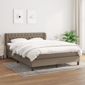 vidaXL, vidaXL Boxspringbett mit Matratze Taupe 140x200 cm Stoff, 