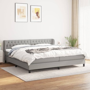 vidaXL, vidaXL Boxspringbett mit Matratze Hellgrau 200x200 cm Stoff