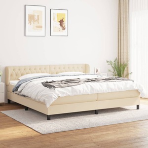 vidaXL, vidaXL Boxspringbett mit Matratze Creme 200x200 cm Stoff