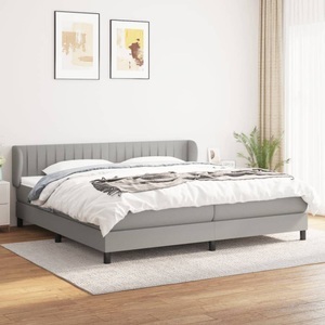 vidaXL, vidaXL Boxspringbett mit Matratze Hellgrau 200x200 cm Stoff, vidaXL Boxspringbett mit Matratze Hellgrau 200x200 cm Stoff